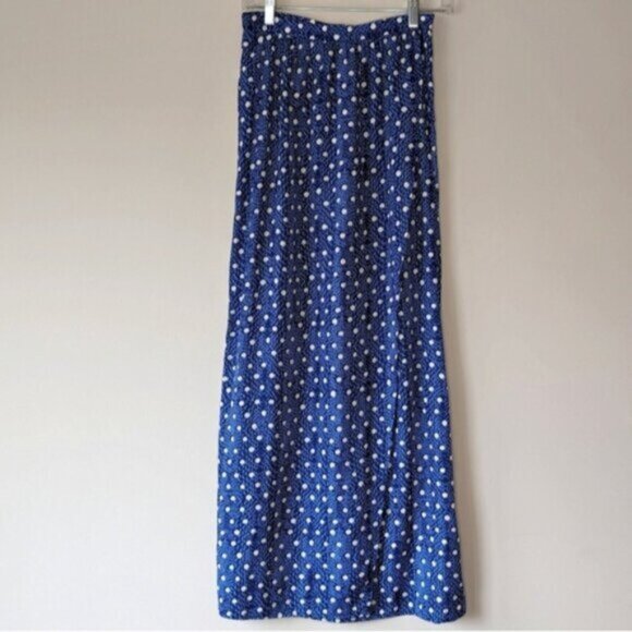 Dynamite blue and white polka dot maxi skirt with wrap slit - Picture 3 of 7